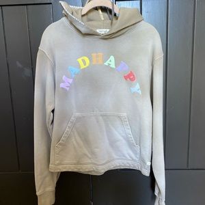 MADHAPPY RAINBOW LETTER BEIGE HOODIE SIZE XS